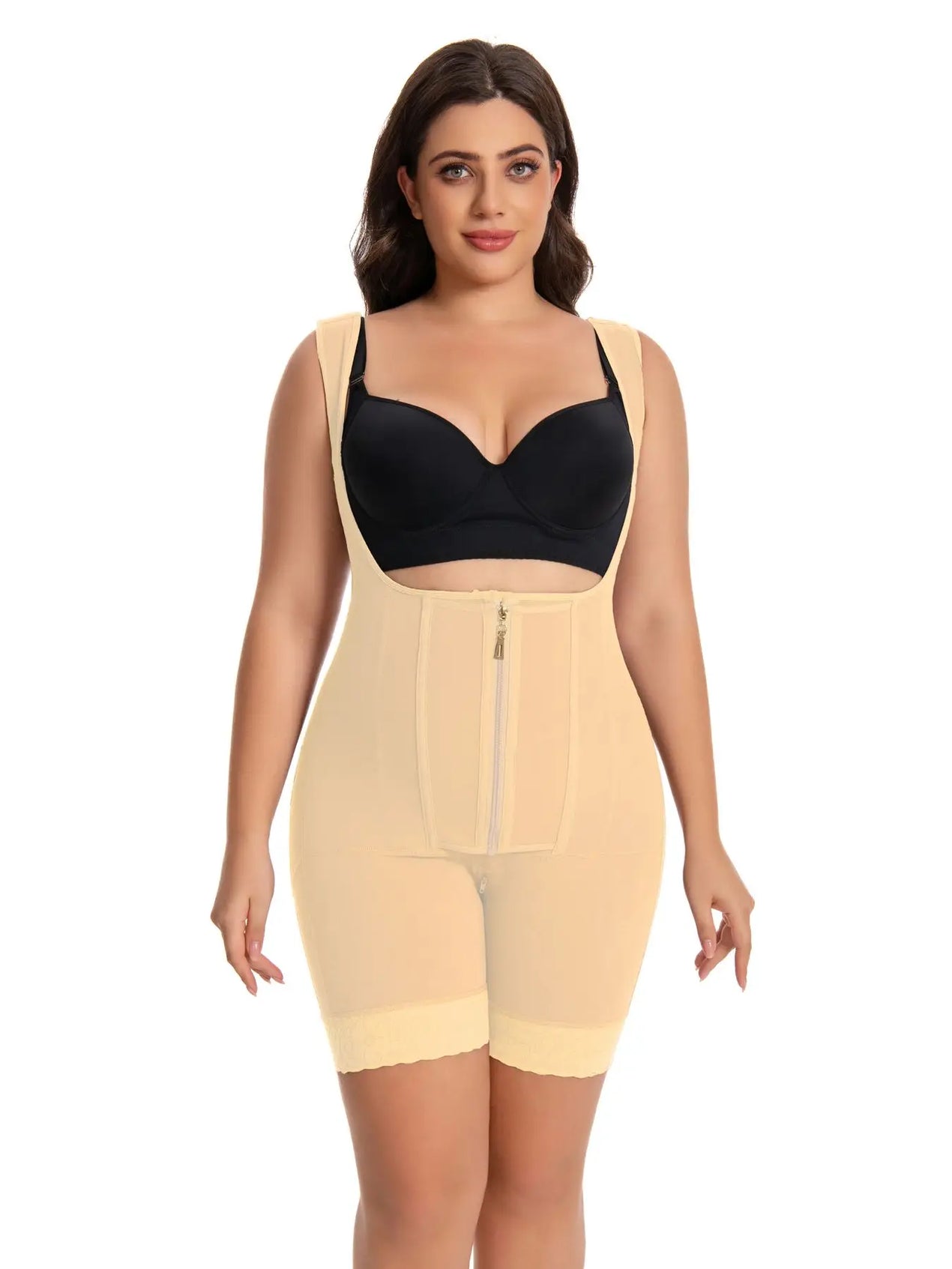 Lace Shapewear Bodysuit – Full Coverage with Zipper Design-DH04